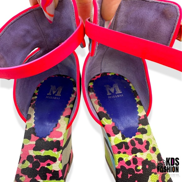 MISSONI Hot Pink Leopard & Camo Wedge Sandals 39 - Picture 11 of 12